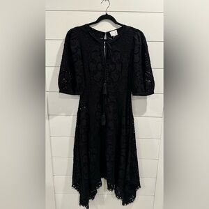 NWT Johnny Was Jade black eyelet lace Rory handkerchief dress